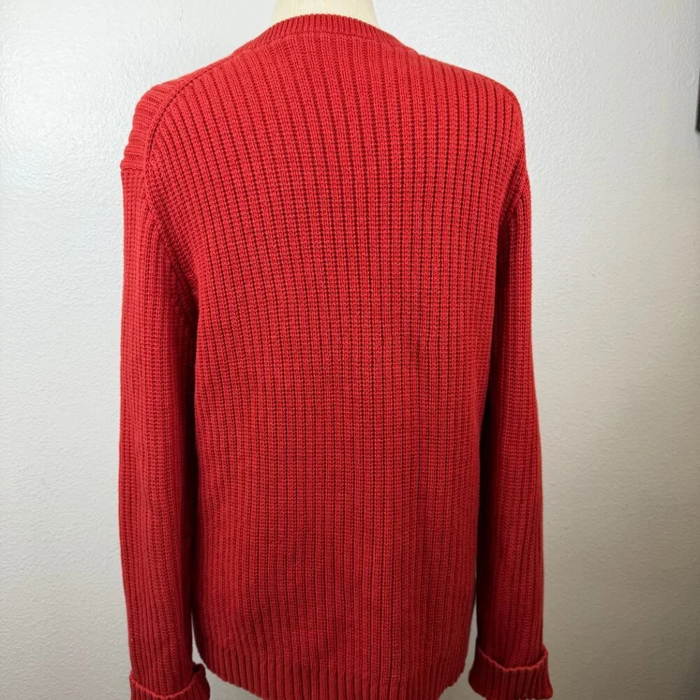 J Crew Oarsman Sweater Mens Medium‎ Red Crew Neck Cotton Fisherman